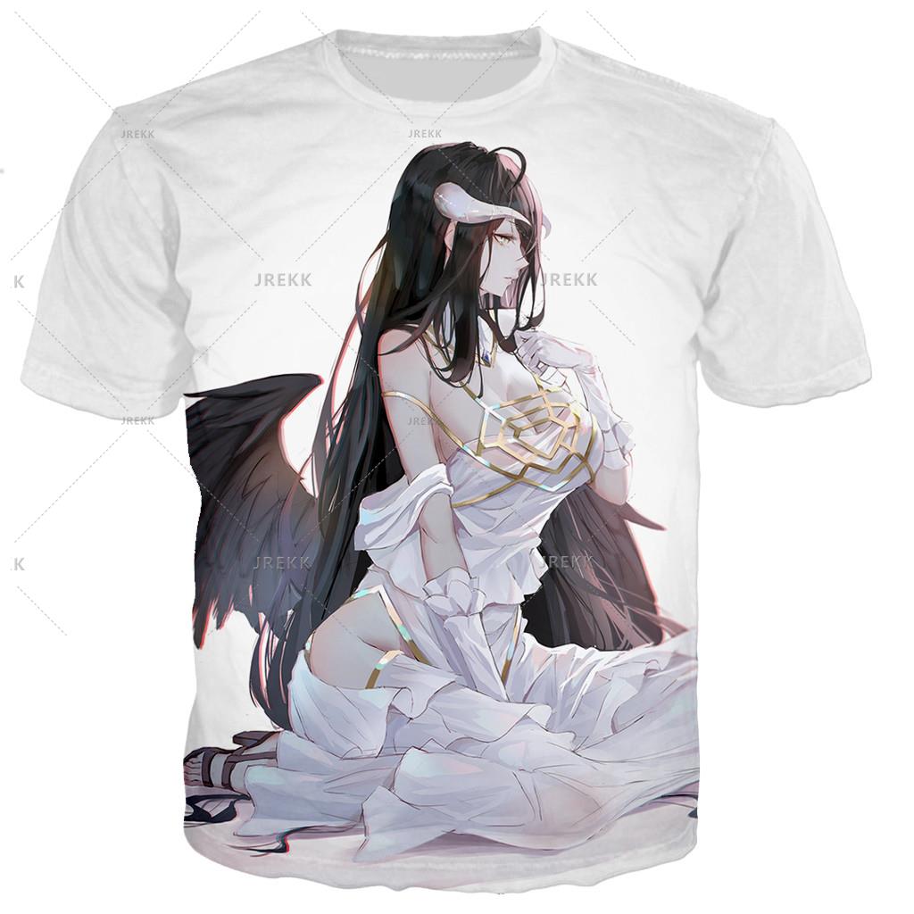 

Overlord Albedo футболка с 3D принтом для мужчин и женщин, летняя модная повседневная футболка в стиле Харадзюку, уличная одежда, большие топы, футболка для девочек 6XL