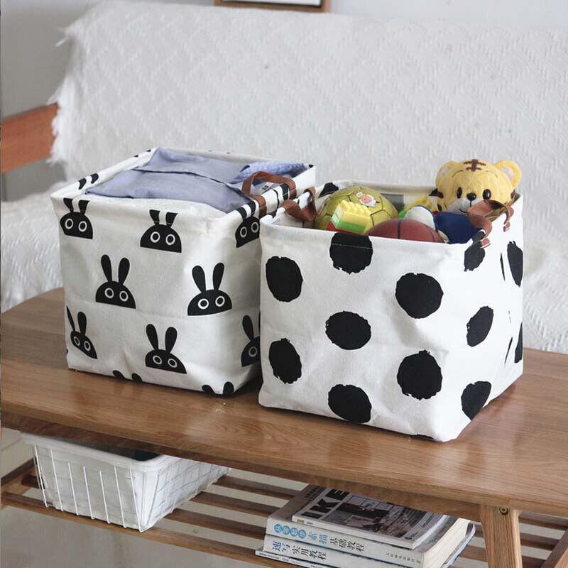 Cotton Linen Dirty Laundry Basket Foldable Round Waterproof Organizer Bucket Clothing Children Toy Storage Home