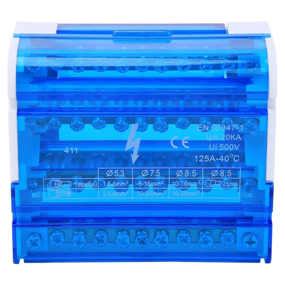 411 Terminal Distribution Box Din Rail Single Phase Din Rail Terminal Block Distribution Box 125A 500V 4-Level