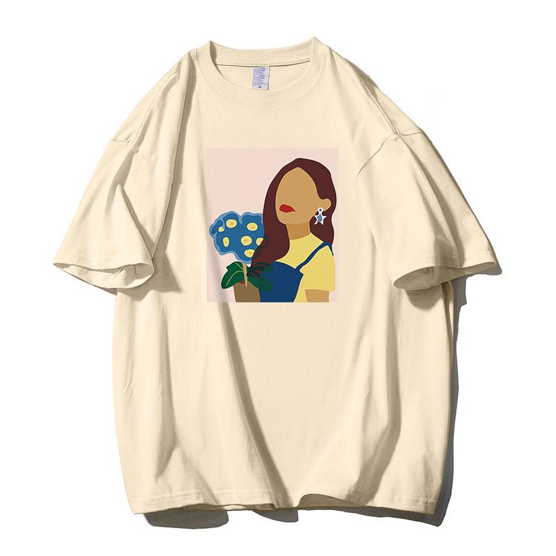 Shellsuning Oversized 100% bavlněné tričko Harajuku pro ženy Letní móda Jednoduchý krátký rukáv Měkká trička Dámské základní gotické topy