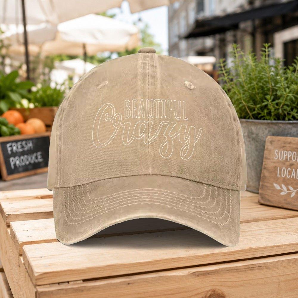 New Beautiful Crazy Letter Washed Baseball Cap Unisex Duckbill Hat With Hook Loop Closure Lightweight Suitable For Outdoor