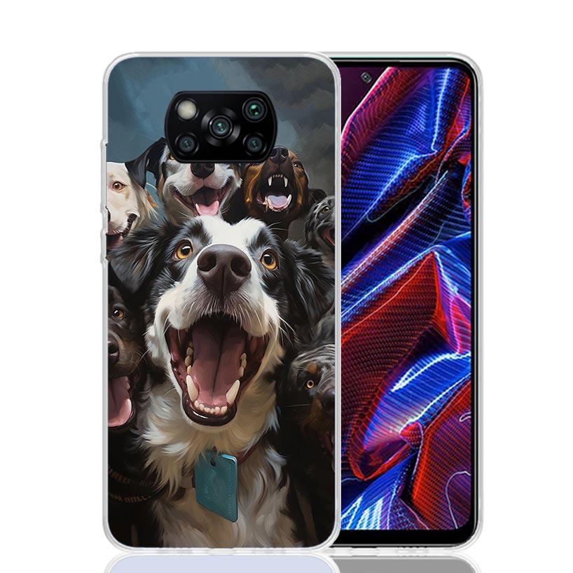 Funny Selfie Dogs Group Phone Case For Xiaomi Poco X7 X6 X5 Pro F7 Ultra Redmi 15C 15 13 13C 12 12C 10 10A 10C 9 9A 9C 9T Cover