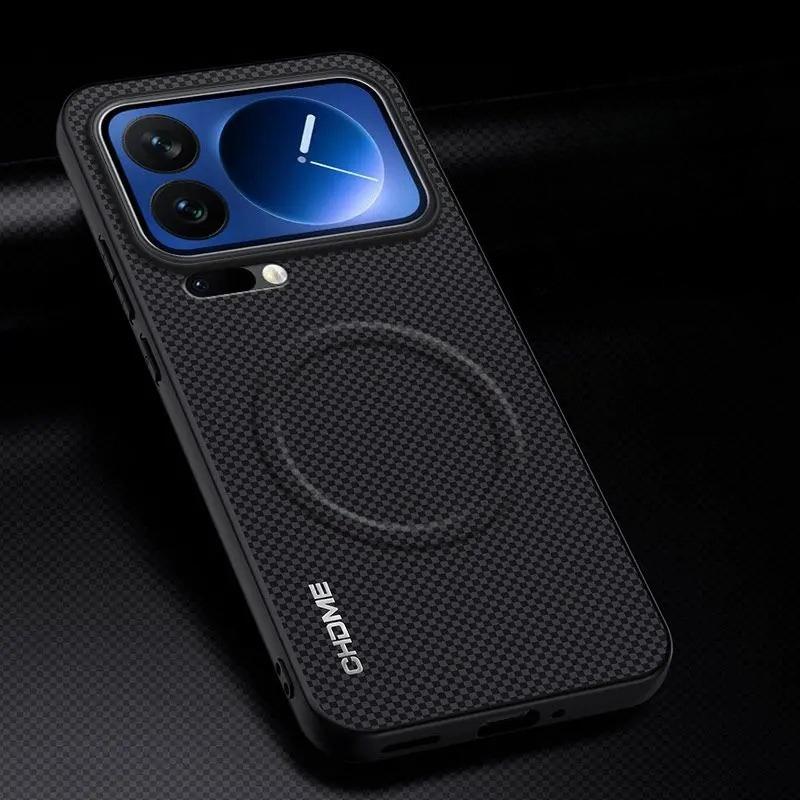 Magnetic Marking Pattern Leather Case for Xiaomi 17 Pro Max 15T Pro 14 13 12 Thin Skin Feel for Magsafe Wireless Charging Cover