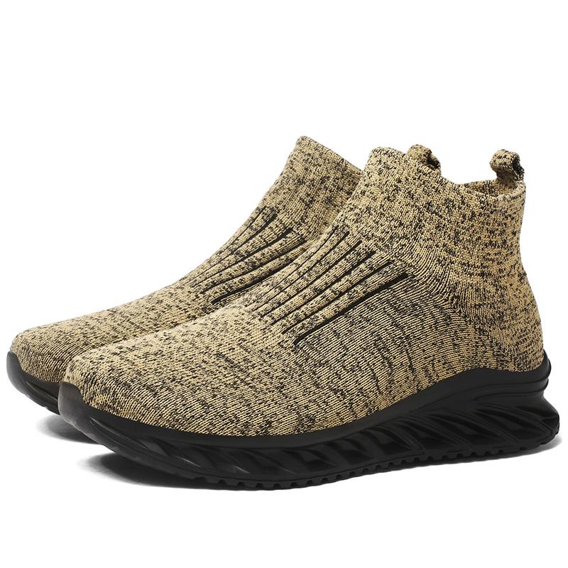

Black Non-slip Soft Knit Sneakers Fashion High Top Socks Casual Shoes for Men New Lightweight Soled Comfortable Man Shoes 46 хакі