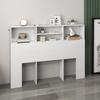 Testiera autoportante con contenitore, Accessorio per letto 4 scomparti a giorno, 140 x 19 x 103,5 cm, Bianco