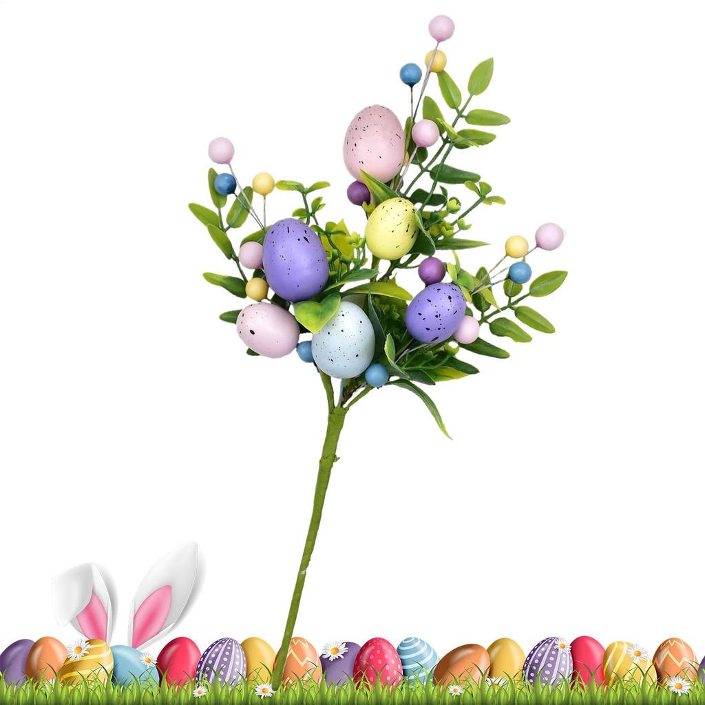 Easter Egg Bouquet Spring Easter Egg Flower Stem Decorations Simulation Plant Berry Cuttings Bouquet For Party Vase Table