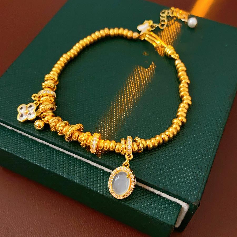 

Браслет с овальной пряжкой из циркониевой смолы, жемчуга и травы удачи, роскошные ювелирные изделия высокого класса для женщин