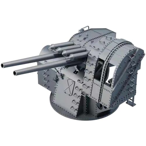 Bunker Studio 1/700 Scale Japanese Navy Type 89 12.7cm Twin Anti-Aircraft Gun with Barrel Base Protection Shield, Set of 4, Plastic Model Kit Parts, B