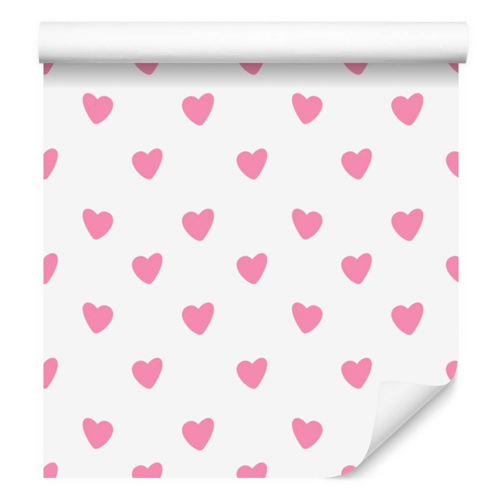Hearts Wallpaper White and Powder Pink 50x1000