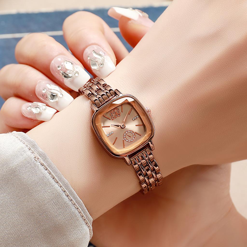 Kalte Stil kleine Zifferblattuhr für Damen schlichtes Temperament Nische exquisite Stahlband quadratische Quarzuhr