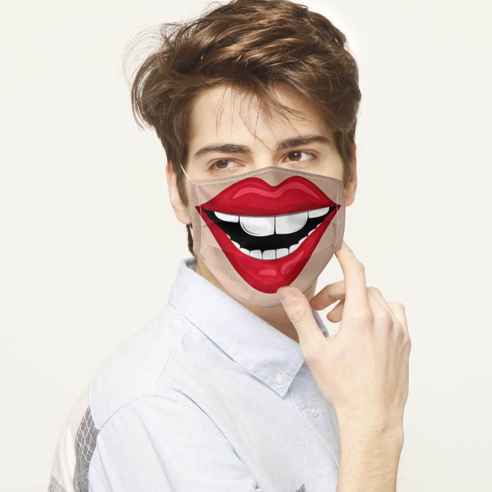 Adults Lip Print Face Mask Funny Pattern Duskproof Mask Washable Breathing Outdoor Protective Face Mask