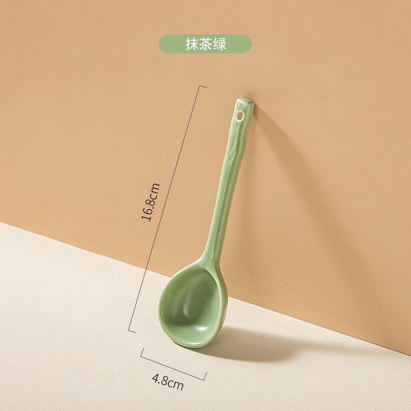 Japanese Ceramic Spoon Wind Small Spoon Household Internet Celebrity Ceramic Spoon Eating Spoon High Value Rice Spoon Long Handle