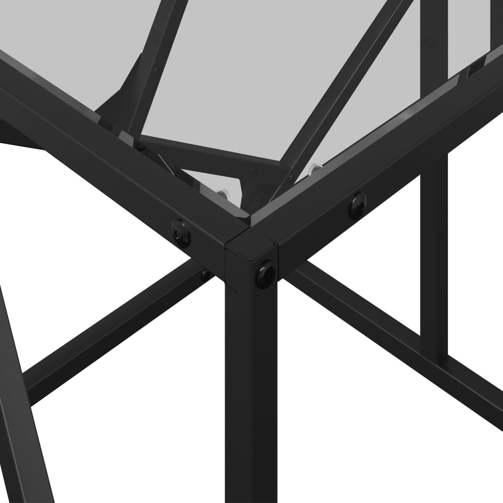 Coffee Table with Glass Top, 98.5x50x41 Cm, Steel