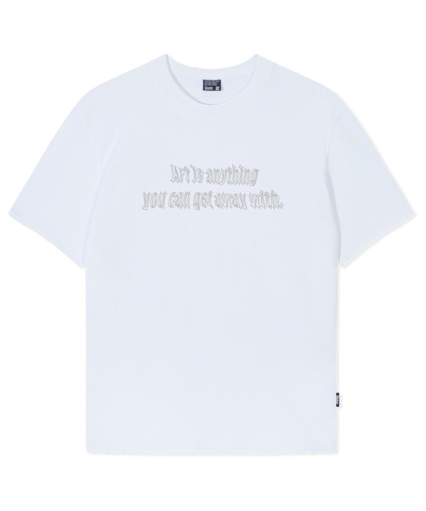 QUTON Anything Gray Oversized Heavy Short Sleeve T-Shirt_White