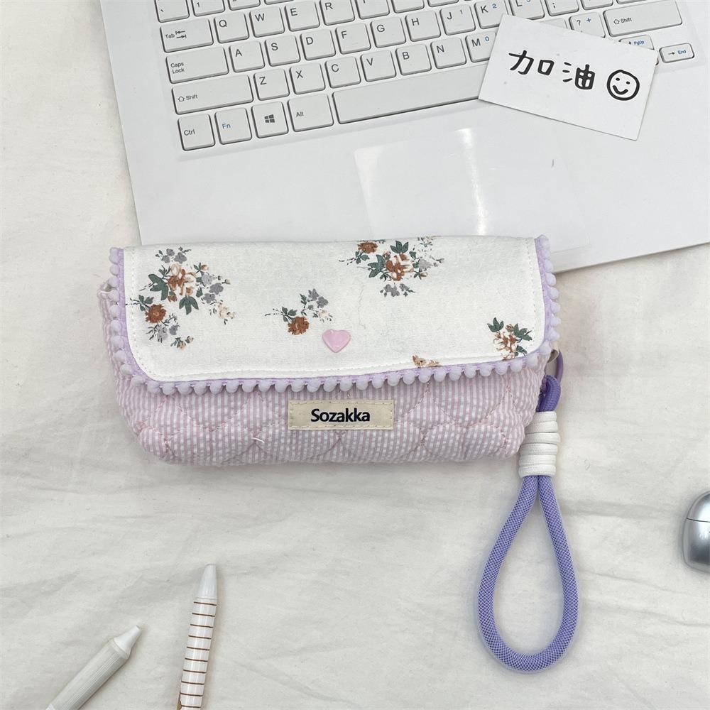 

Multi-function Pen Bag Floral Stationery Organizer Portable Pencil Case Girls 6
