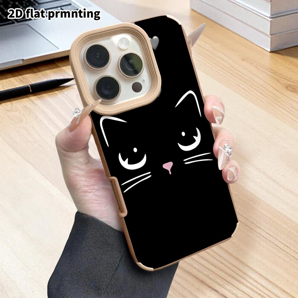 Phone Case: 2D Flat Lambskin Suitable for iPhone 18 17 16 15 14 13 Pro Film Protective Case,black Background, Christmas and Halloween Gift