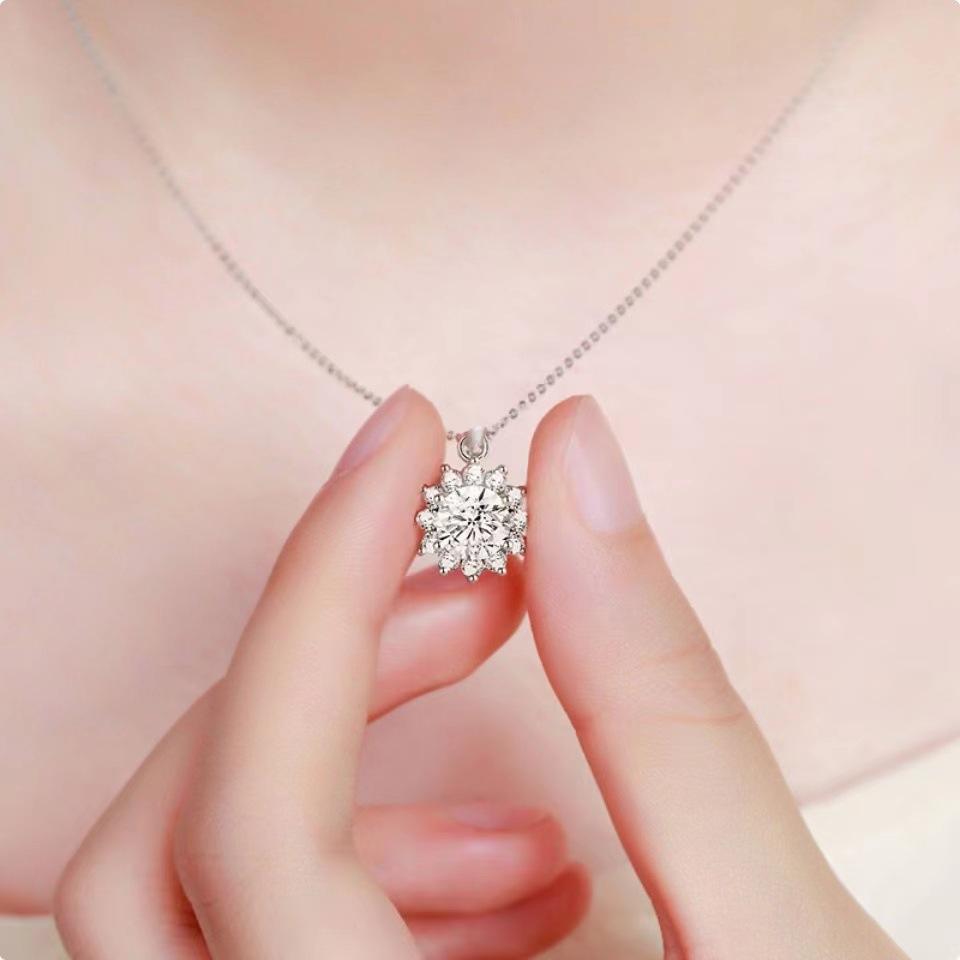 

Ожерелье SUNFLOWER из стерлингового серебра S925 для женщин с муассанитом, высококачественная мода, подходящая ко всему 925