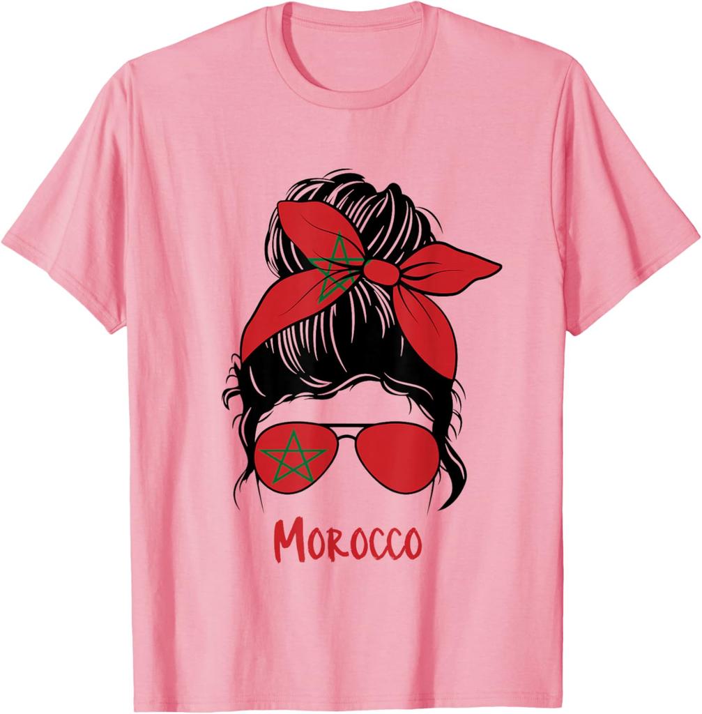 Morocco Messy Bun Women Graphic TShirt Breathable Casual Cotton Tee