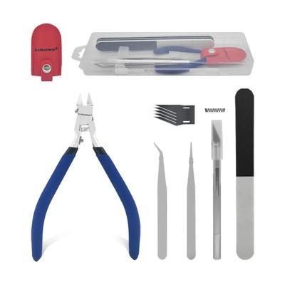 KAIHAOWIN 120mm Tool Set for Plastic Includes Tapered Small Precision Plastic Model DIY with Storage Case Thin-Blade Nippers, 11-Piece Models,