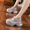 Platform Mary Jane Shoes Women's 2025 Spring and Summer New Silver Sweet Bow Inner Height Increase Women's Shoes Versatile Little White Shoes