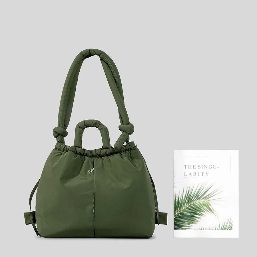Casual Nylon Purses and Handbags Quilted Women Shoulder Bag Cotton Padded Backpack Drawstring Tote Bags for Women Shopper Clutch