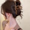 Premium Coffee-Colored Frosted Hairpin - Large All-Match Shark Clip for Elegant Hairstyles