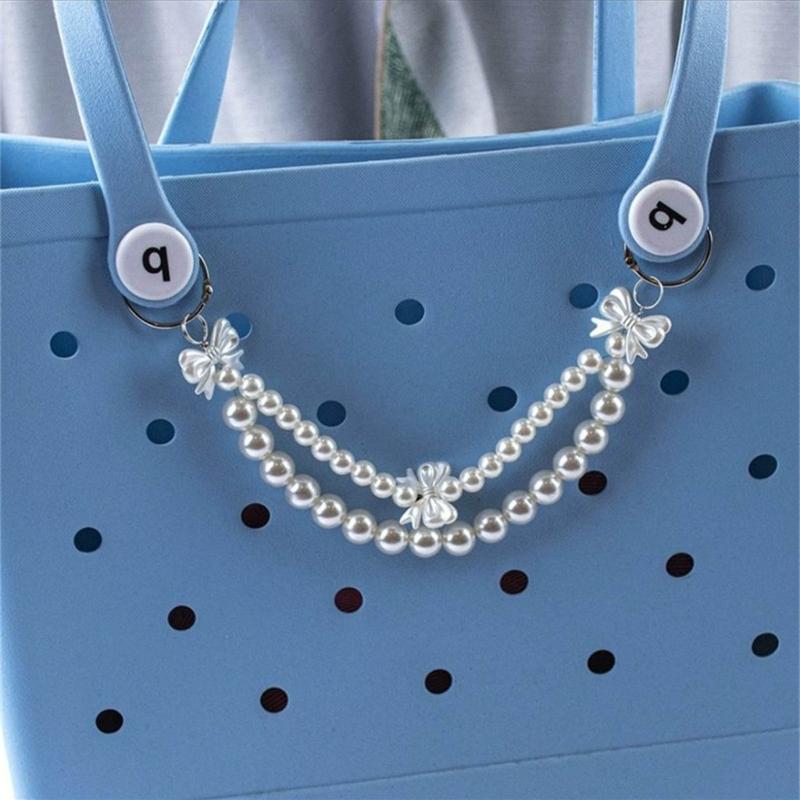 2Pcs Artificial Pearls Chain Bag Decoration Charm Large Imitation Pearls Beads Purse Chain Handbag Chain For Women Bag