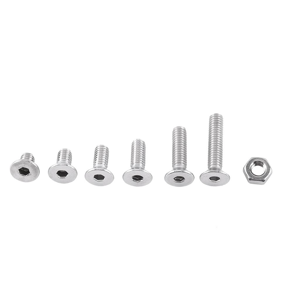 M4 A2 Stainless Steel Hex Socket Screws Bolt With Hex Nuts Assortted Set(Flat head)