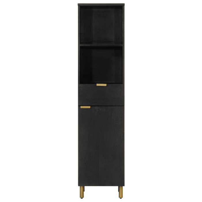 VidaXL Bathroom Cabinet Black 38x33x160 Cm Solid Mango Wood, Cabinet, Bathroom Storage Cabinet, 4017670