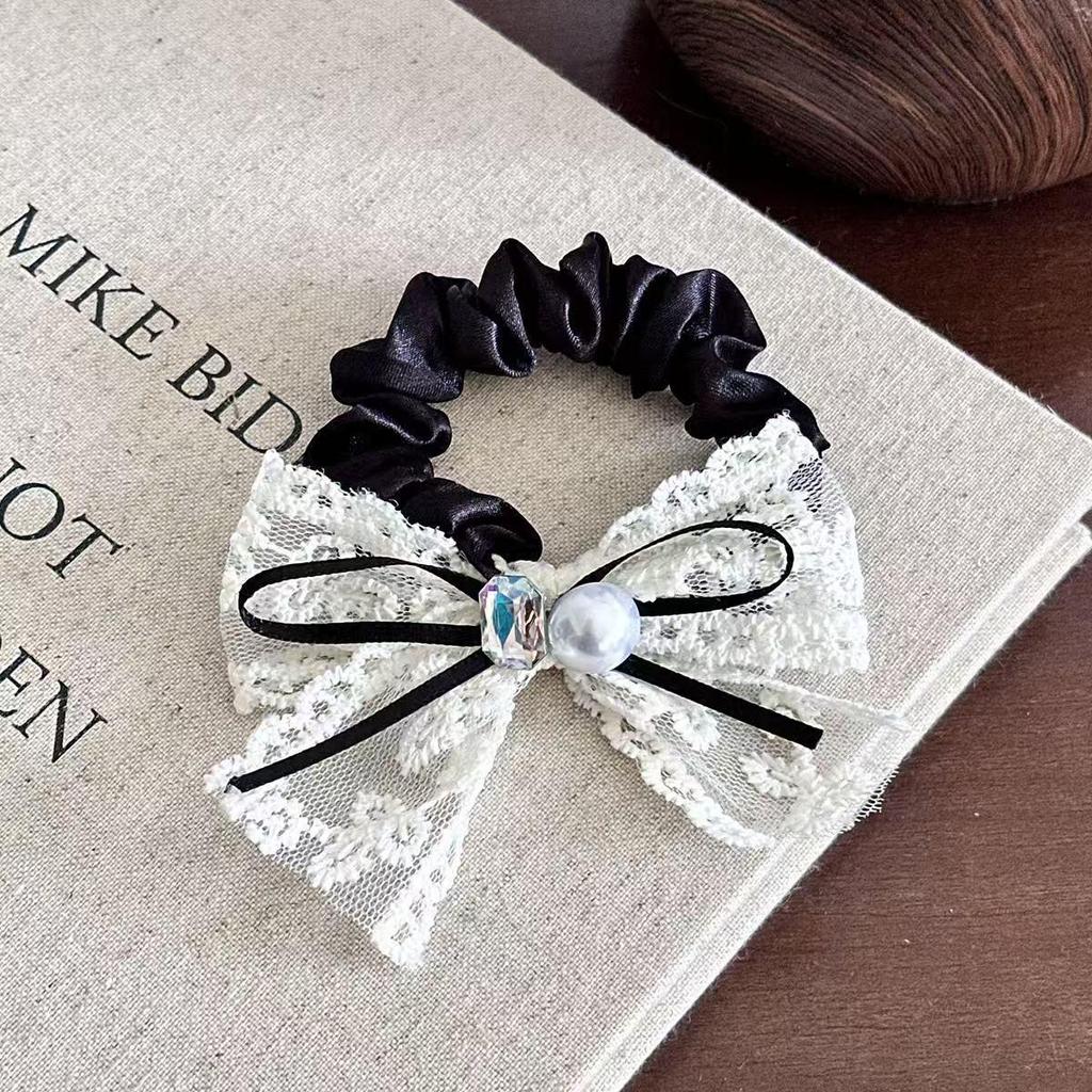 Rhinestone Pearl Elegant Large Hair Tie for Ponytails and Buns