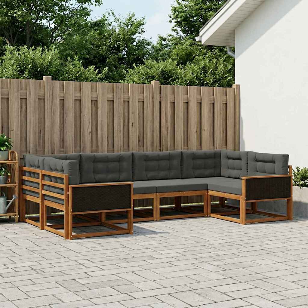 Outdoor Sofa Set with Cushions 6 pcs Natural and Anthracite