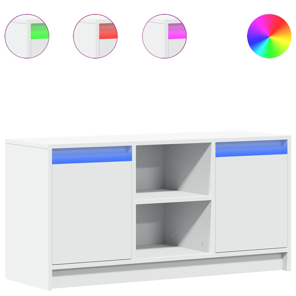 Vidaxl TV Cabinet with LED, White, 100X34X50 Cm, Wood-Based Material