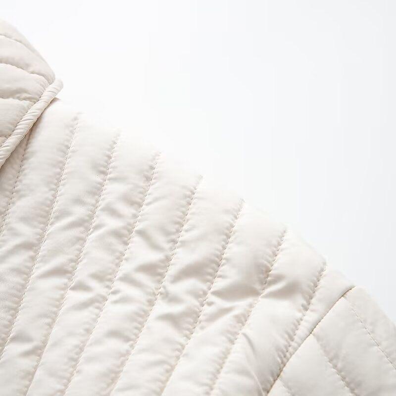 Kaslead New Women clothes Western Style Versitile Fashion Heart-Shaped Decorated Row Button Cotton-padded jacket Jacket