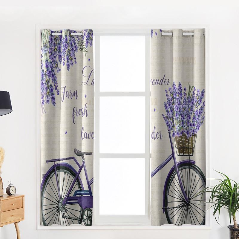 Pastoralen Stil Lavendel Fahrrad Fenster Vorhang Home Decor Vorhänge für Wohnzimmer Schlafzimmer Küche Tür Vorhang