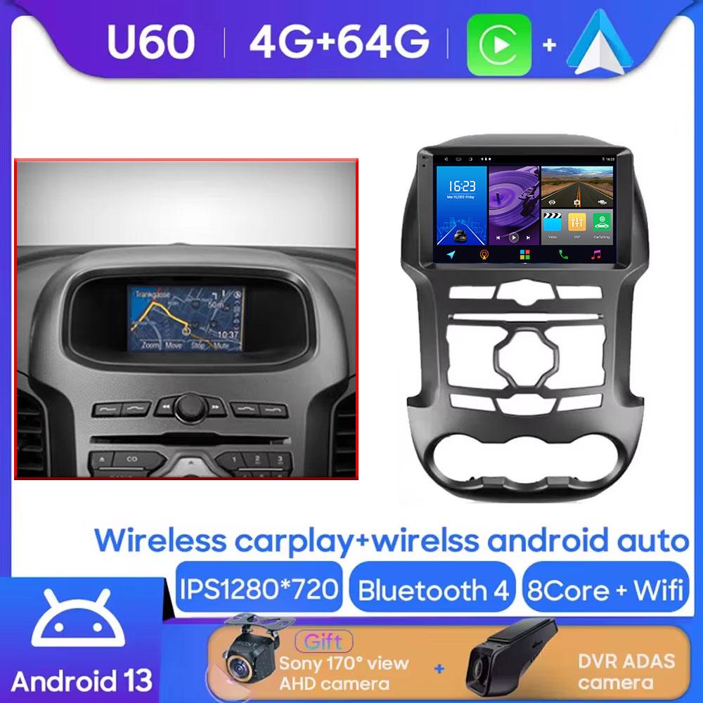 Android Multimedia For Ford Ranger 3 2011 - 2015 Car Stereo CPU Radio QLED Player Navigation Carplay Auto HDR 5G Cam BT Dash