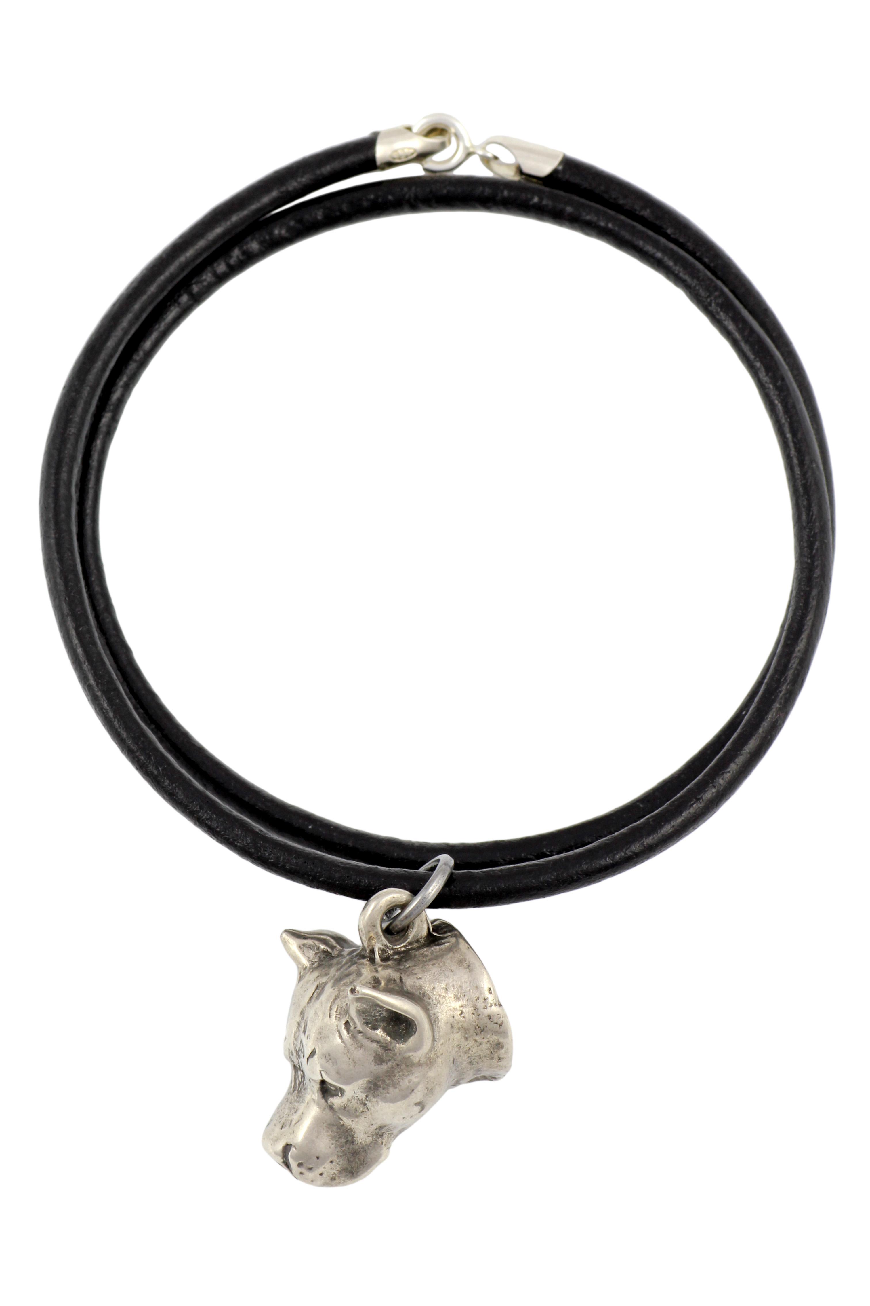 

American Staffordshire Terrier, Amstaff - Necklace with dog, silver-plated pendant for dog fan, unique jewelry by Art-Dog brand срібний