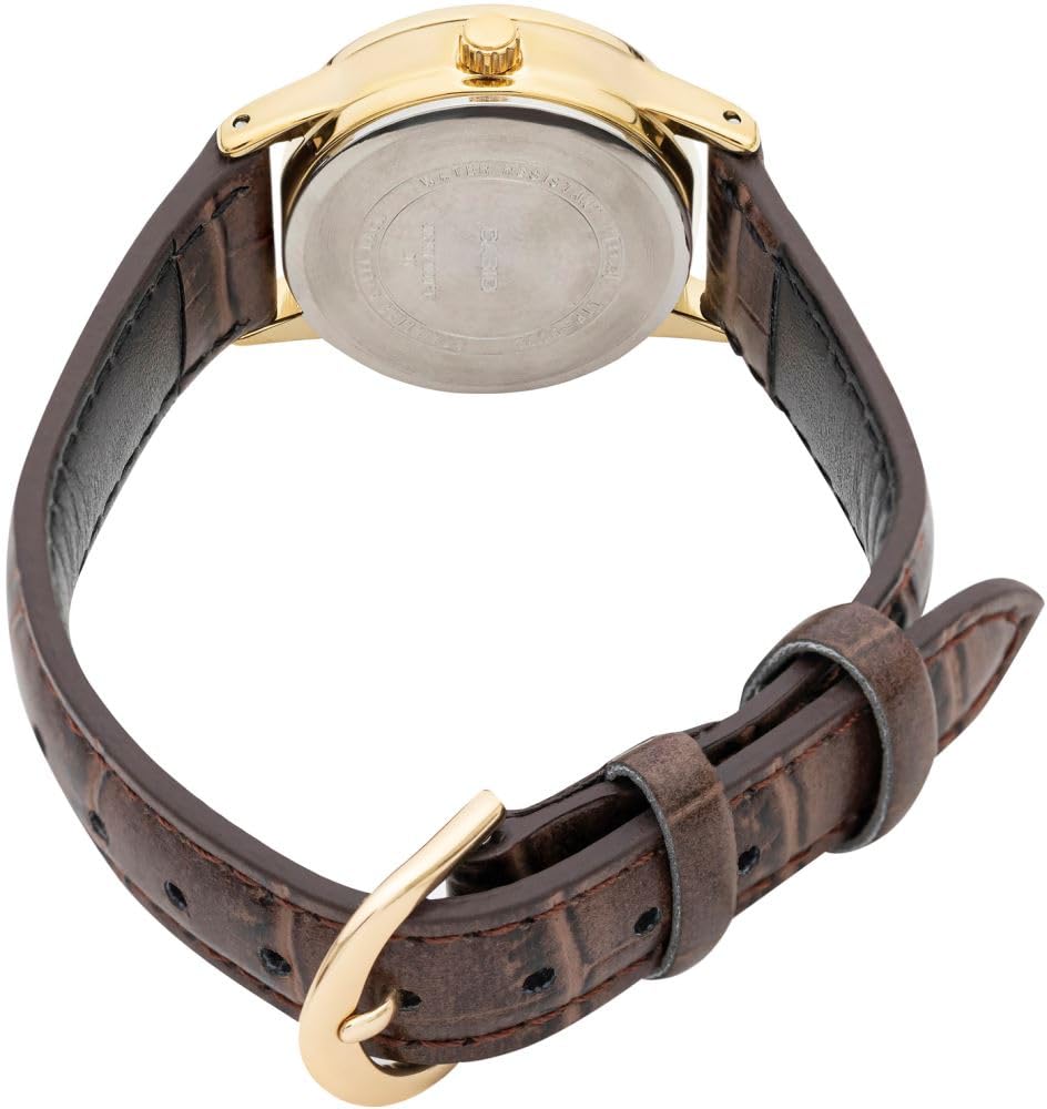 Casio Gold Tone Leather Band Easy Reader Dial Date Watch #LTP-V002GL-1B Women's