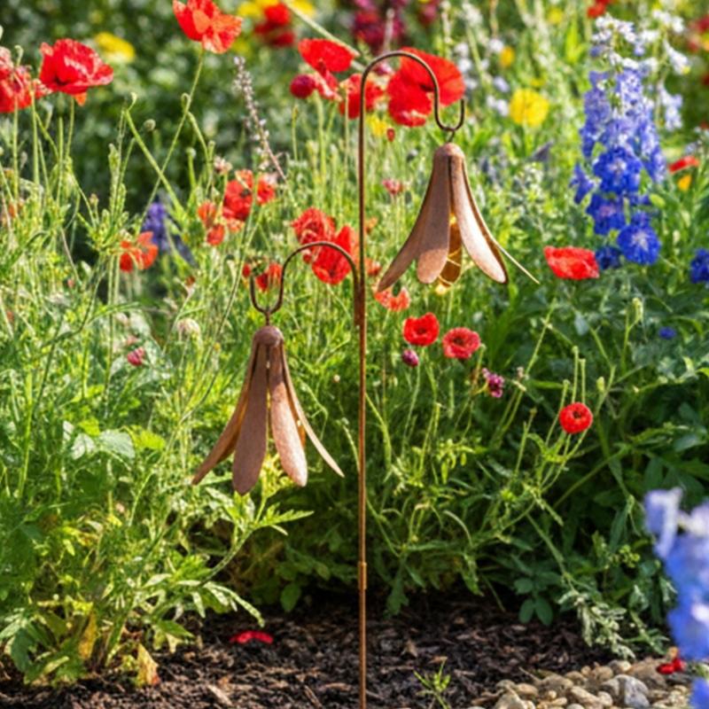 Artistic Iron Flower Petal Ground Spikes Decorative Garden Stakes For Enhancing Garden Or Patios Aesthetics