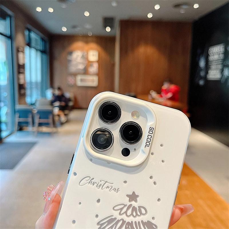 Merry Christmas White Christmas Tree Fashion For iPhone 16 15 14 13 12 11 Pro XR XS Max Anti-Drop Phone Y2k Pink Cover