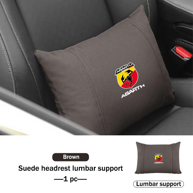 Car Suede Seat Headrest Neck Pillow Soft Cushion Lumbar Support For Abarth Freemont Strada 500x Grande Punto Ducato Stilo Palio