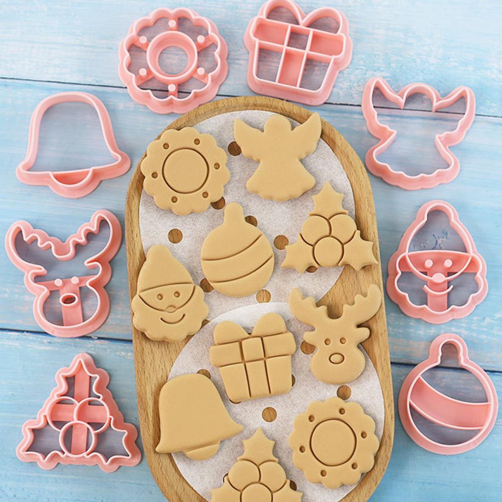 Charming Christmas Baking Accessories Christmas Cookie Stamps Christmas Cookie Cutter Set with 3d Mini for Baking for Holiday
