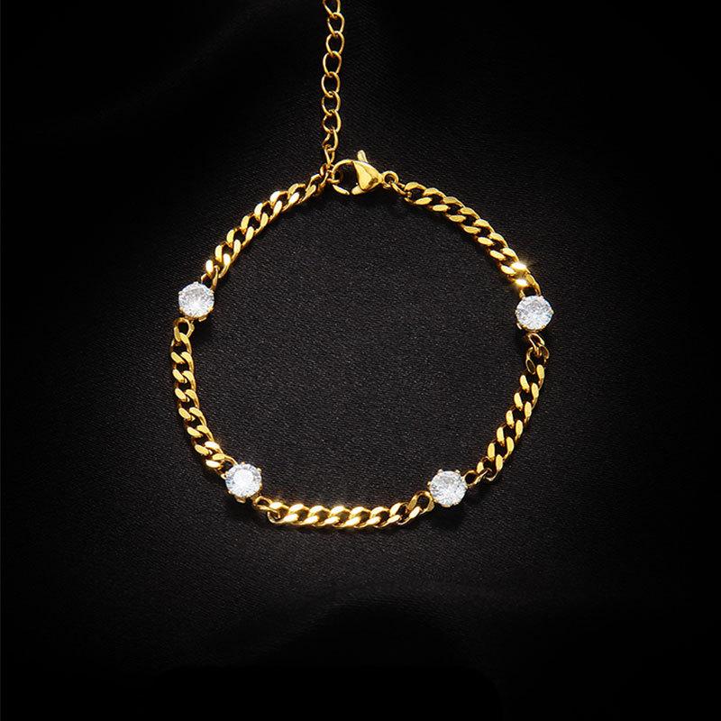 Водонепроницаемые Браслеты из Нержавеющей Стали Кубинская Цепь с Фианитами для Женщин Заявление Женские Браслеты Аксессуары