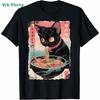 Cat Ramen Graphic Men's Short Sleeve T-Shirt Fun Japanese T-Shirt Oversized Harajuku Tops Summer Men's Street Casual Clothing