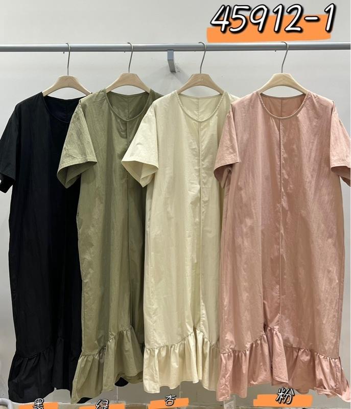 

Женское повседневное платье с оборками в корейском стиле большого размера - Летнее, с коротким рукавом, свободного кроя, с круглым вырезом, с асимметричным подолом One Size чёрный