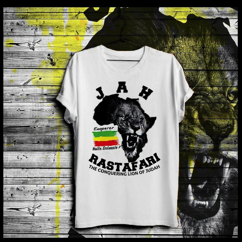 Reggae T Shirt Jah Rastafari Haile Selassie I Jamaican Rastaman Roots Vibe XL
