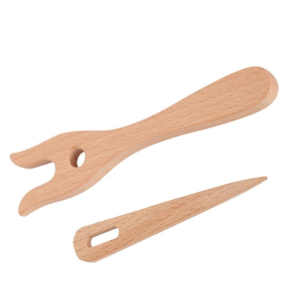 2Pcs Wooden Lucet Fork Kit Eye Needle Design Braided Craft Tools  For Bracelet Making