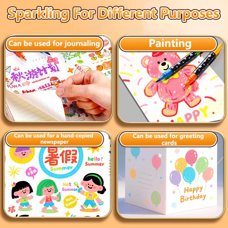 Glitter Dual Tip Markers Water Based Acrylic Paint Pens for Wood Canvas Stone Rock Painting Glass Ceramic Surfaces DIY Crafts