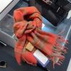 British Classic Unisex Couple Style Simple Versatile Winter Warm Scarf Exquisite Pure Wool Plaid Scarf Women Men