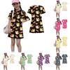 Girls Animal Print Dress Loose Fit Short Sleeve Round Neck Lightweight Summer Dress for Kids Casual Wear