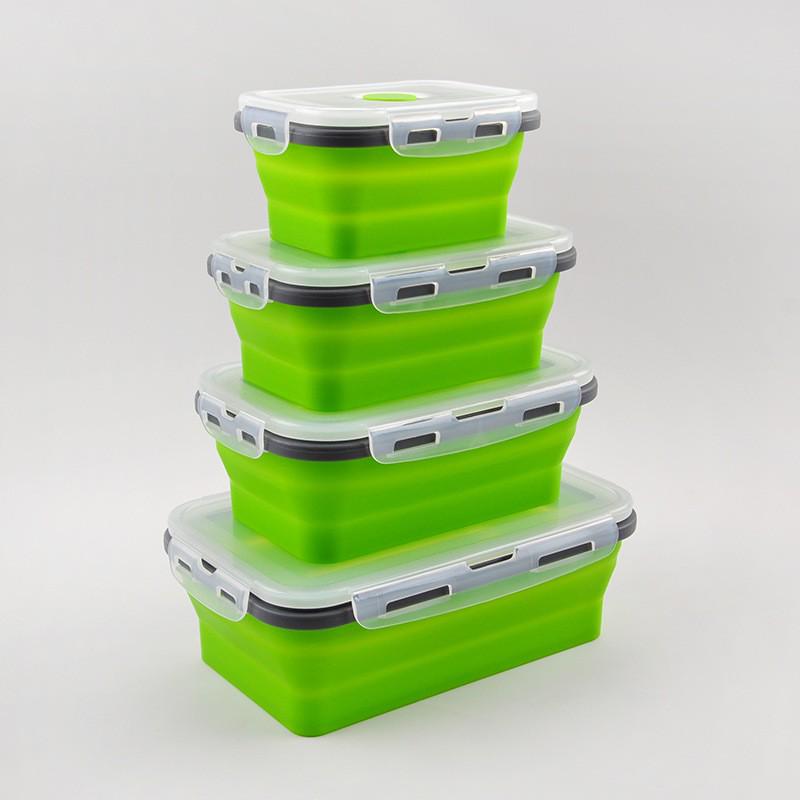 Skládací silikonový obědový box - Bento box vhodný do mikrovlnné trouby a lednice